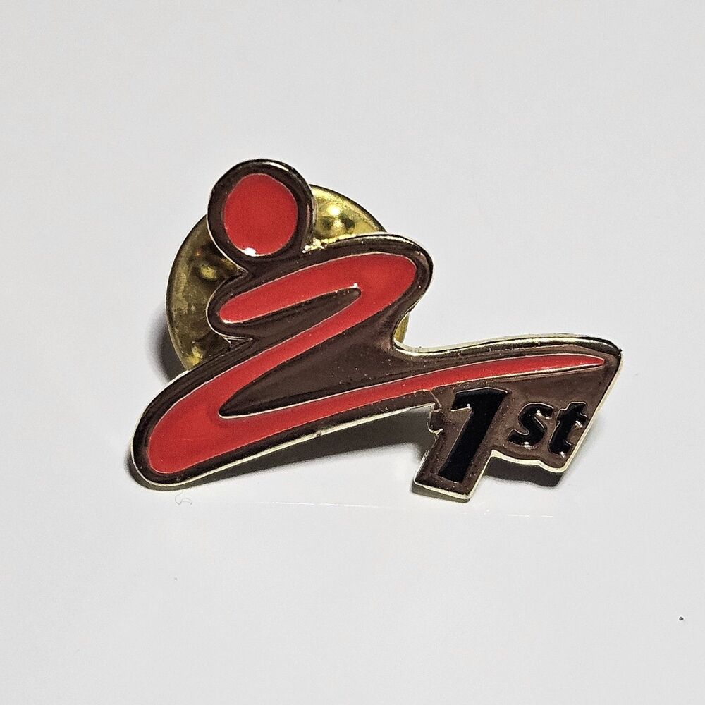 1st & Line Logo Graphic Pin Red & Gold Tone Pin Hat Lapel